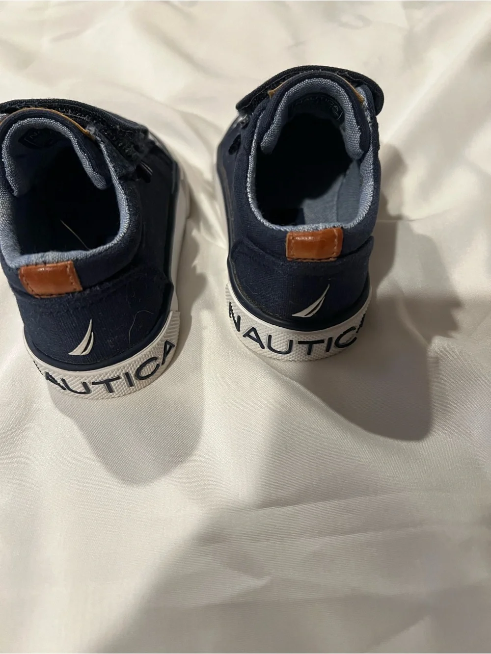 Nautica Navy Canvas with Leather Accent Velcro Toddler Sneakers Size 6